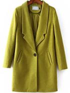 Romwe Lapel Single Button Woolen Green Coat