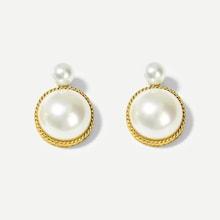 Romwe Faux Pearl Contrast Drop Earrings