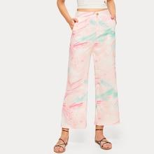 Romwe Button Waist Tie Dye Pants