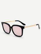 Romwe Metal Temple Flat Lens Sunglasses