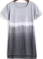 Romwe Round Neck Dip Hem Ombre T-shirt