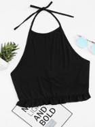 Romwe Ruffle Hem Halter Top
