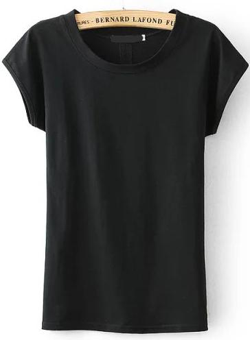 Romwe Back Hollow Black T-shirt