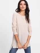 Romwe Stepped Hem Textured Knit T-shirt