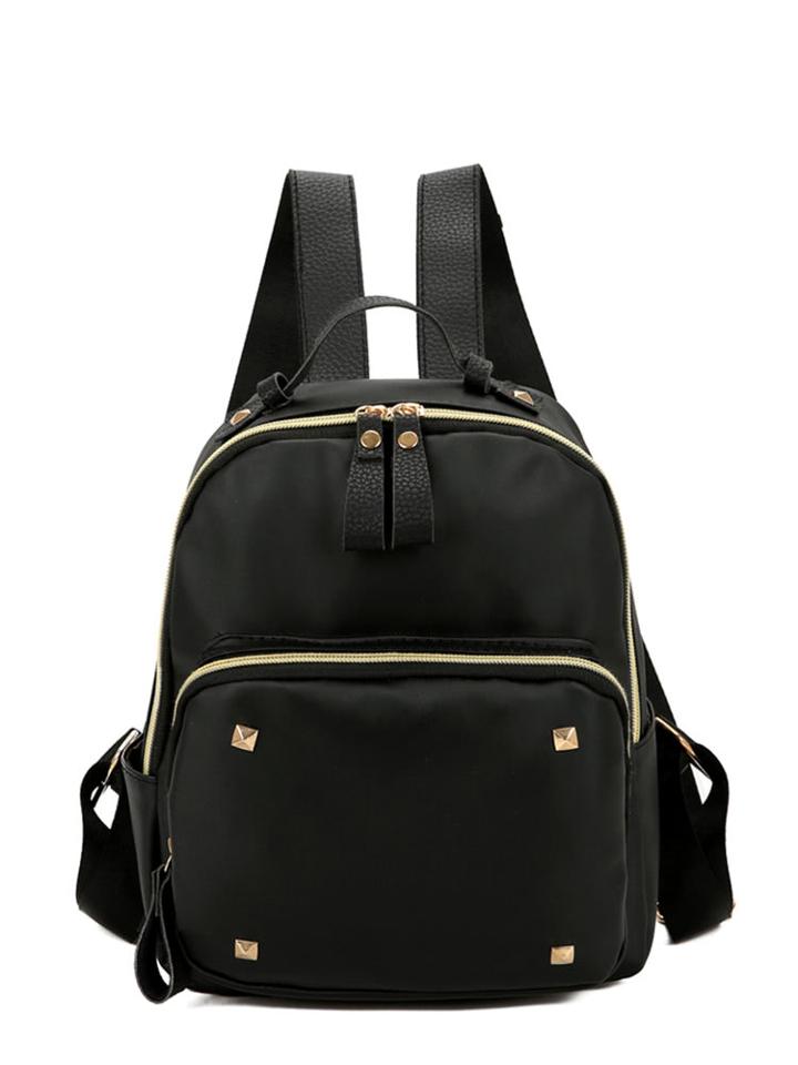 Romwe Metal Design Pocket Front Backpack