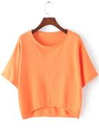Romwe Dip Hem Knit Orange T-shirt