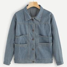 Romwe Single Breasted Pocket Side Denim Jacket