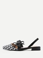 Romwe Gingham Point Toe Flats With Bow