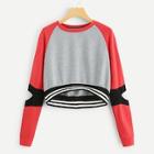 Romwe Raglan Sleeve Criss Cross Sweatshirt