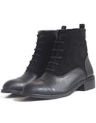 Romwe Black Shoelace Casual Pu Boots