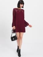 Romwe Trumpet Sleeve Laser Cut Dress