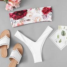 Romwe Mix And Match Random Pattern High Leg Bikini Set