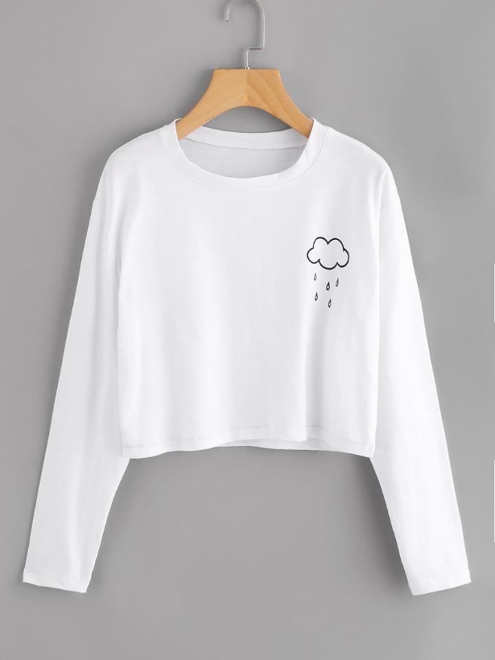 Romwe Rainy Print T-shirt