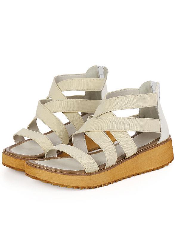 Romwe Beige Strappy Back Zipper Sandals