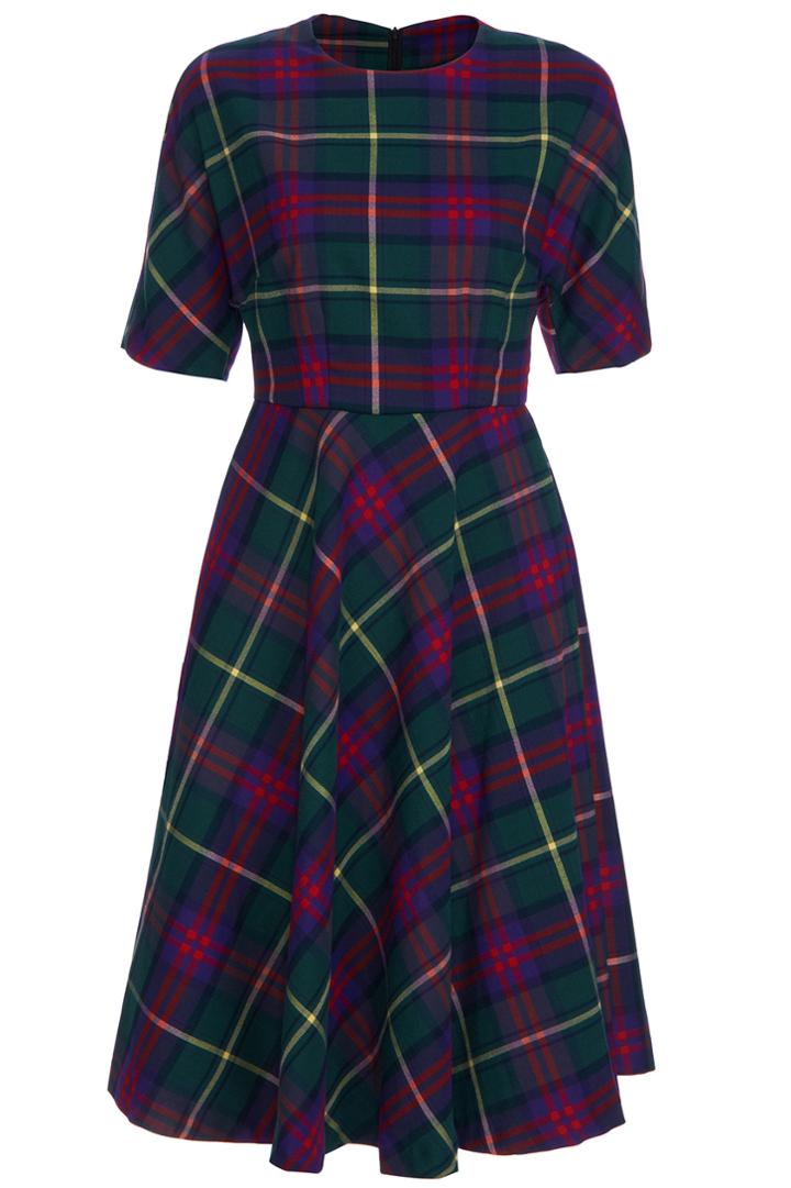 Romwe Green Plaid Short-sleeved Maxi Dress