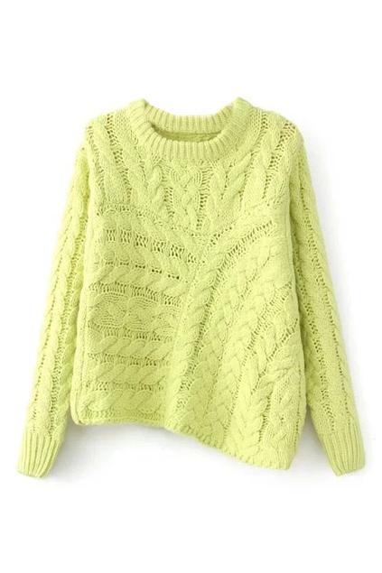 Romwe Asymmetric Yellow Jumper