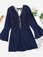 Romwe Fluted Sleeve Cut Out Romper