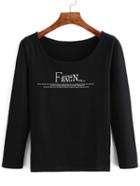 Romwe Letters Print Long Sleeve T-shirt