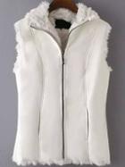Romwe Zipper Slim White Vest