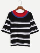 Romwe Color Block Striped Sweater