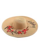 Romwe Flower Embroidery Wide Brim Straw Hat