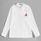 Romwe Guys Embroidered Letter Patch Shirt