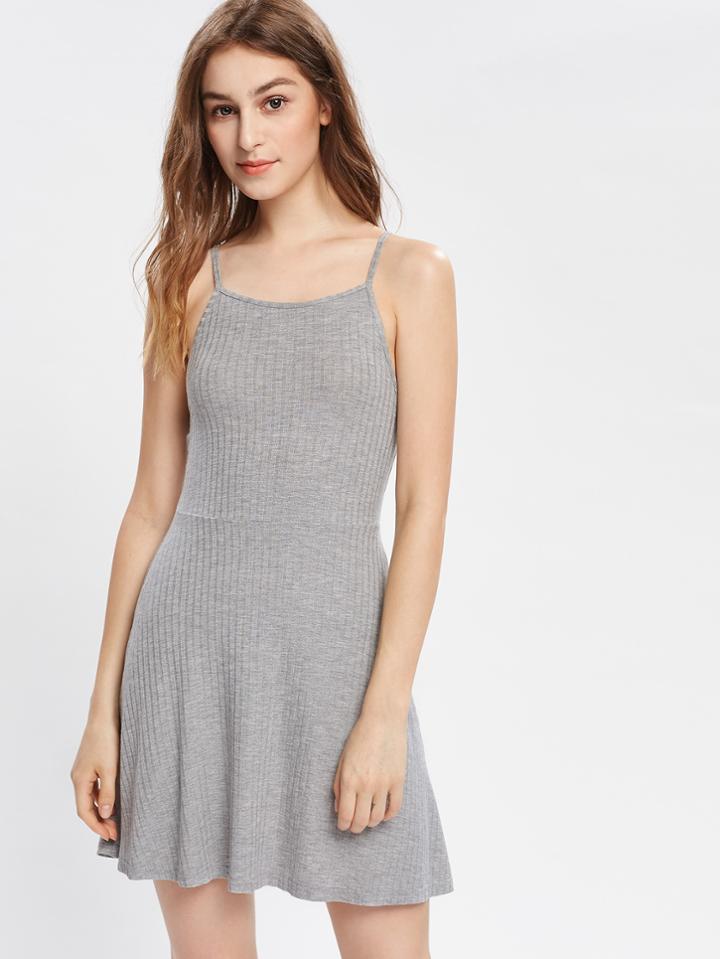 Romwe Open Back Ribbed Cami Dress