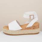 Romwe Single Band Buckled Ankle Jute Low Wedge Sandals