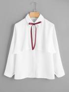 Romwe Tie Neck Tiered Shirt