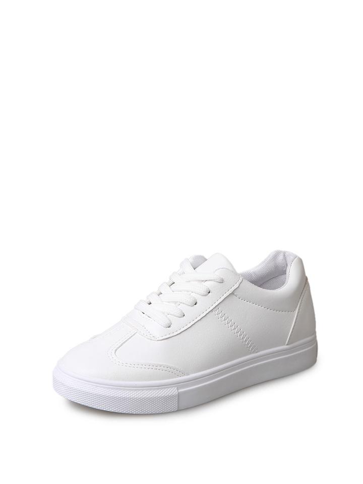 Romwe Lace Up Round Toe Pu Sneakers