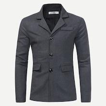 Romwe Men Single Breasted Solid Coat