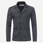 Romwe Men Single Breasted Solid Coat