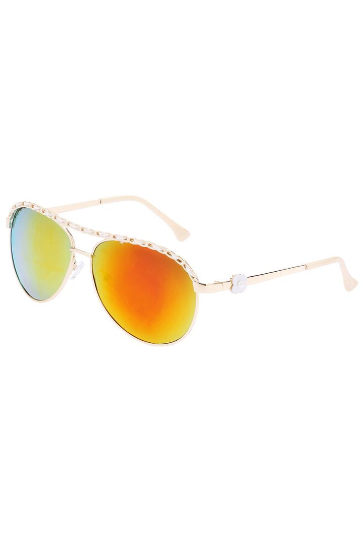 Romwe Romwe Glod Chain Embellished Sunglasses