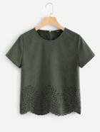Romwe Scallop Laser Cut Out Top