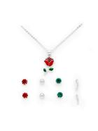 Romwe Flower Pendant Necklace & Stud Earring Set
