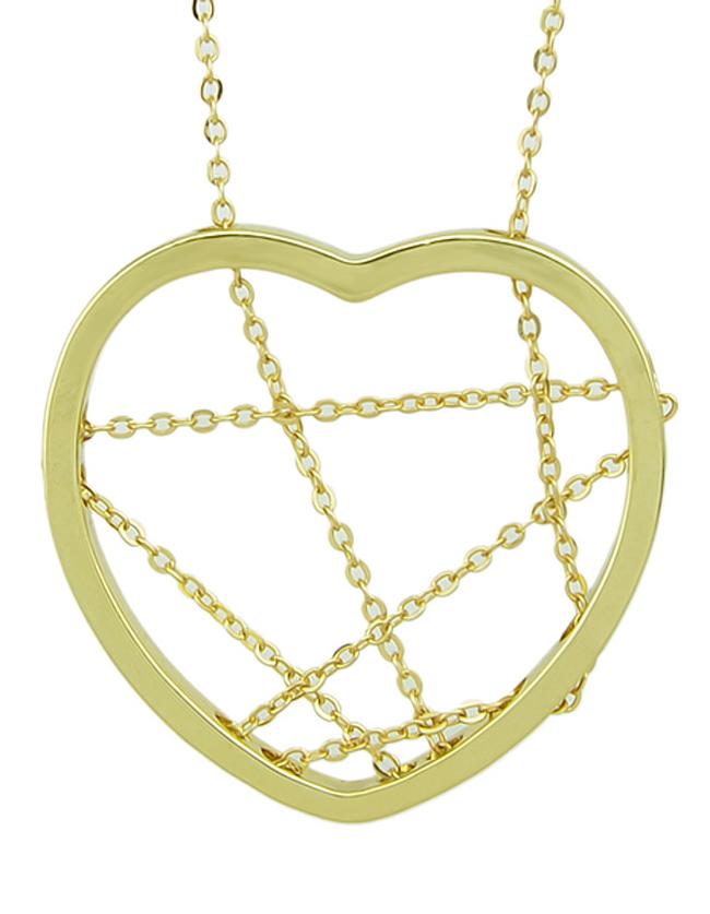 Romwe Gold Plated Long Unique Heart Pendant Necklace