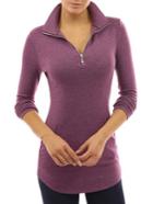 Romwe Lapel Zipper Pocket Purple Sweatshirt