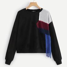 Romwe Fringe Detail Sweatshirt