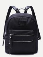 Romwe Black Double Zipper Front Nylon Backpack