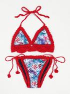 Romwe Jungle Print Crochet Trim Side Tie Bikini Set