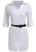 Romwe V Neck With Belt White Dress