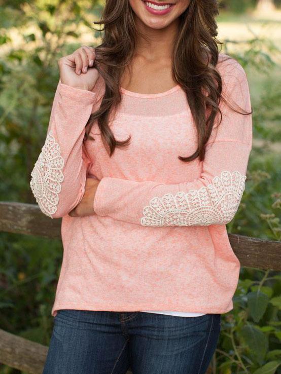 Romwe Contrast Lace Loose T-shirt