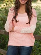 Romwe Contrast Lace Loose T-shirt