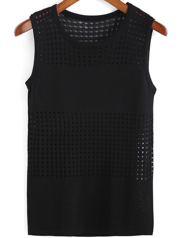 Romwe Knit Hollow Tank Top