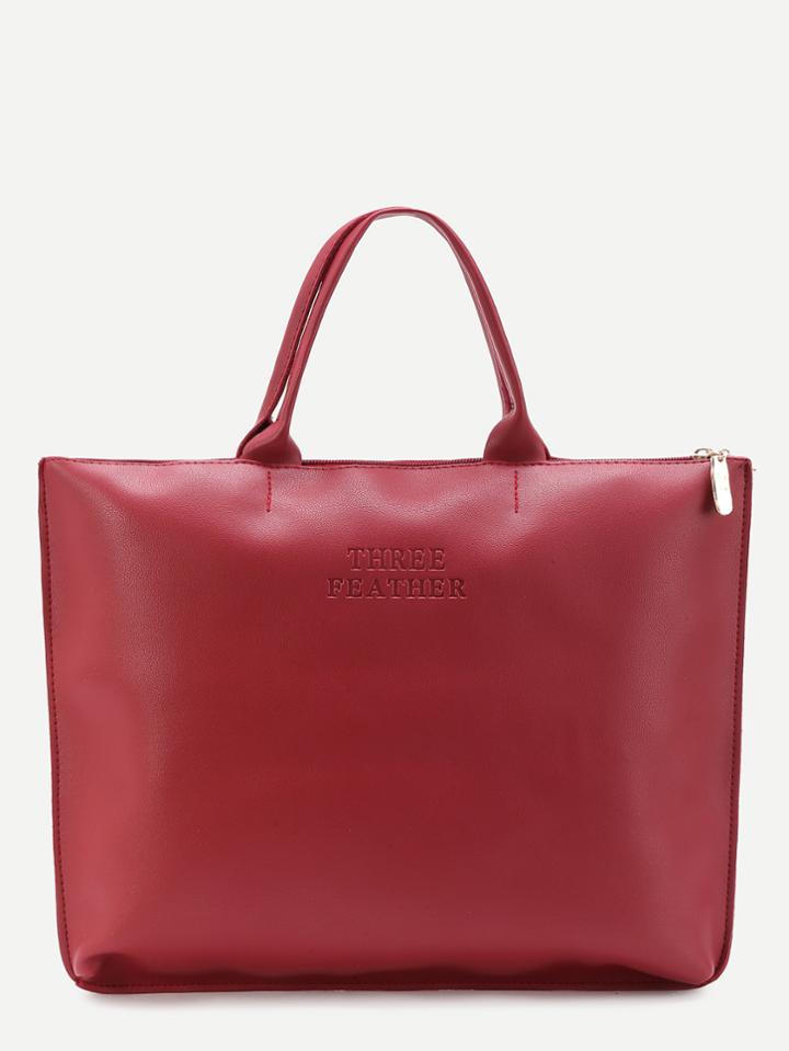 Romwe Oversized Pu Plain Tote Bag