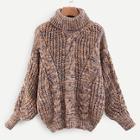 Romwe Rib Trim Marled Sweater