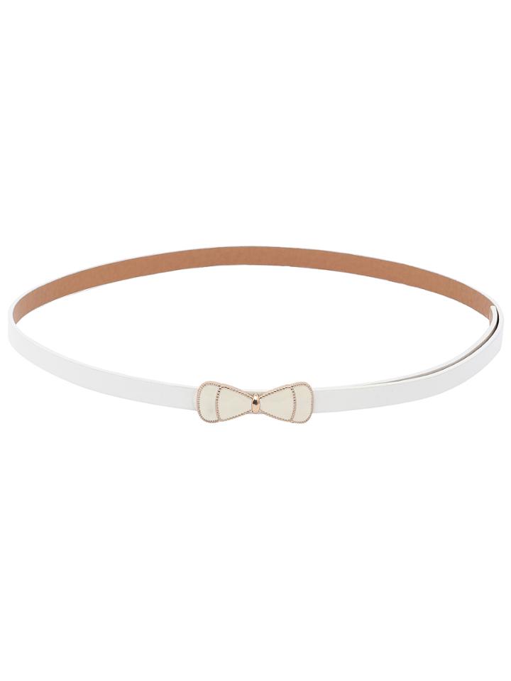 Romwe White Bow Buckle Skinny Belt
