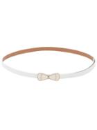 Romwe White Bow Buckle Skinny Belt