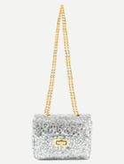 Romwe Silver Sequin Flap Bag With Chain