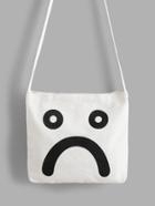Romwe Two Tone Emoji Print Canvas Shoulder Bag